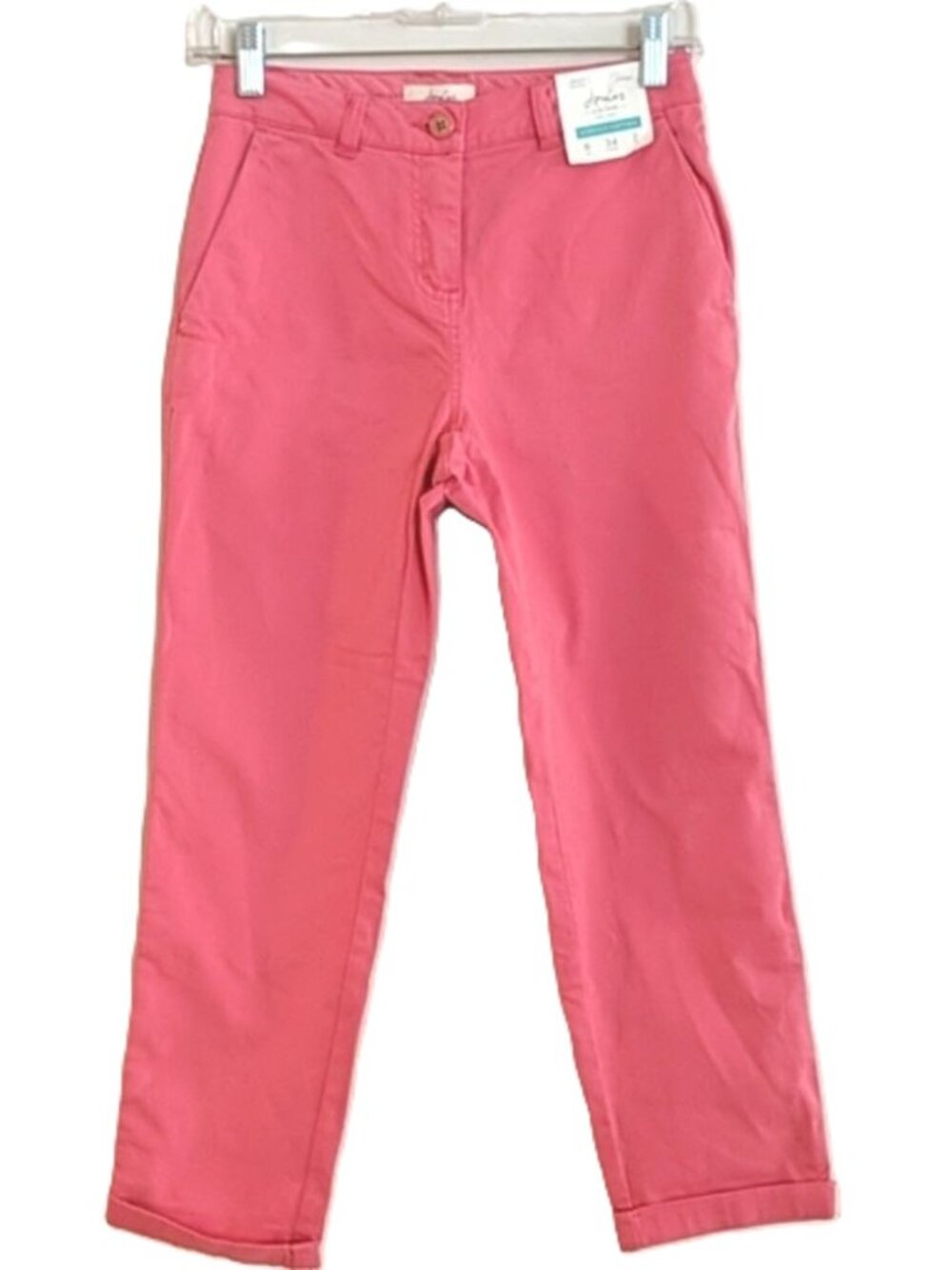 NWT Joules Coral Pink Rosehip Hesford Crop Capri Chino Stretch Pants - Size 2